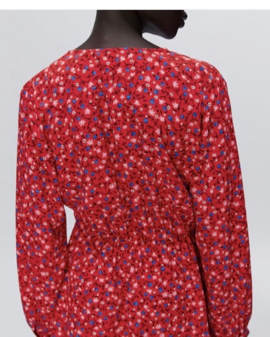 Zara Red Ditzy Floral Long Sleeve Dress  - Image 3