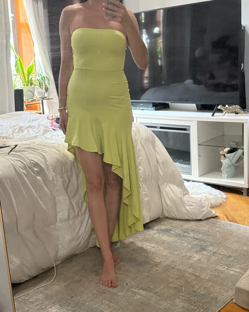 New Lime Yellow Ruffle Dress - Image 5
