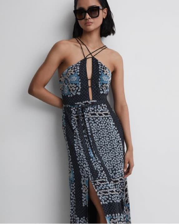 ALIANA FLORAL PRINT FITTED MIDI DRESS - Image 1