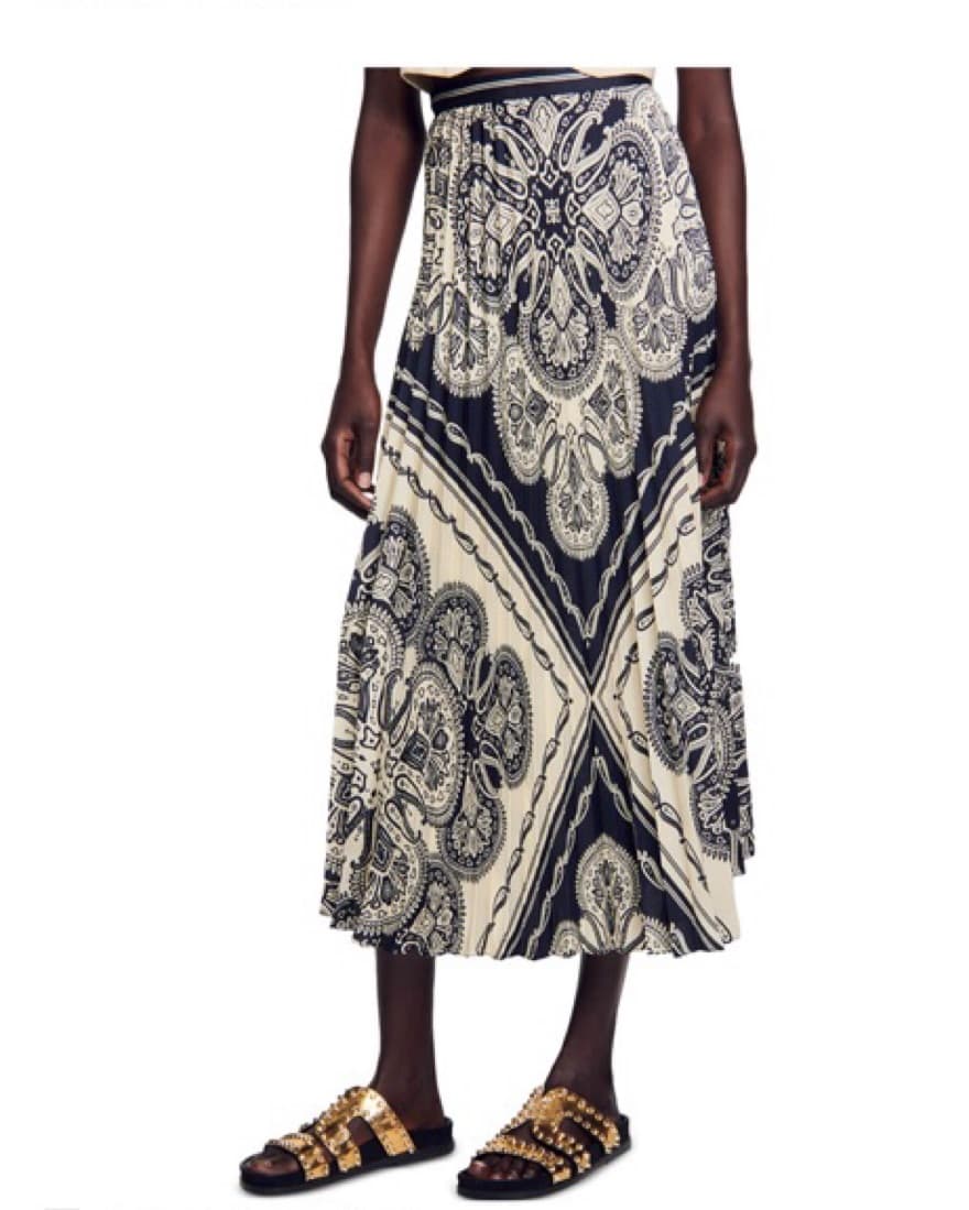 Sandro Paisley Printed Midi Skirt - Image 1