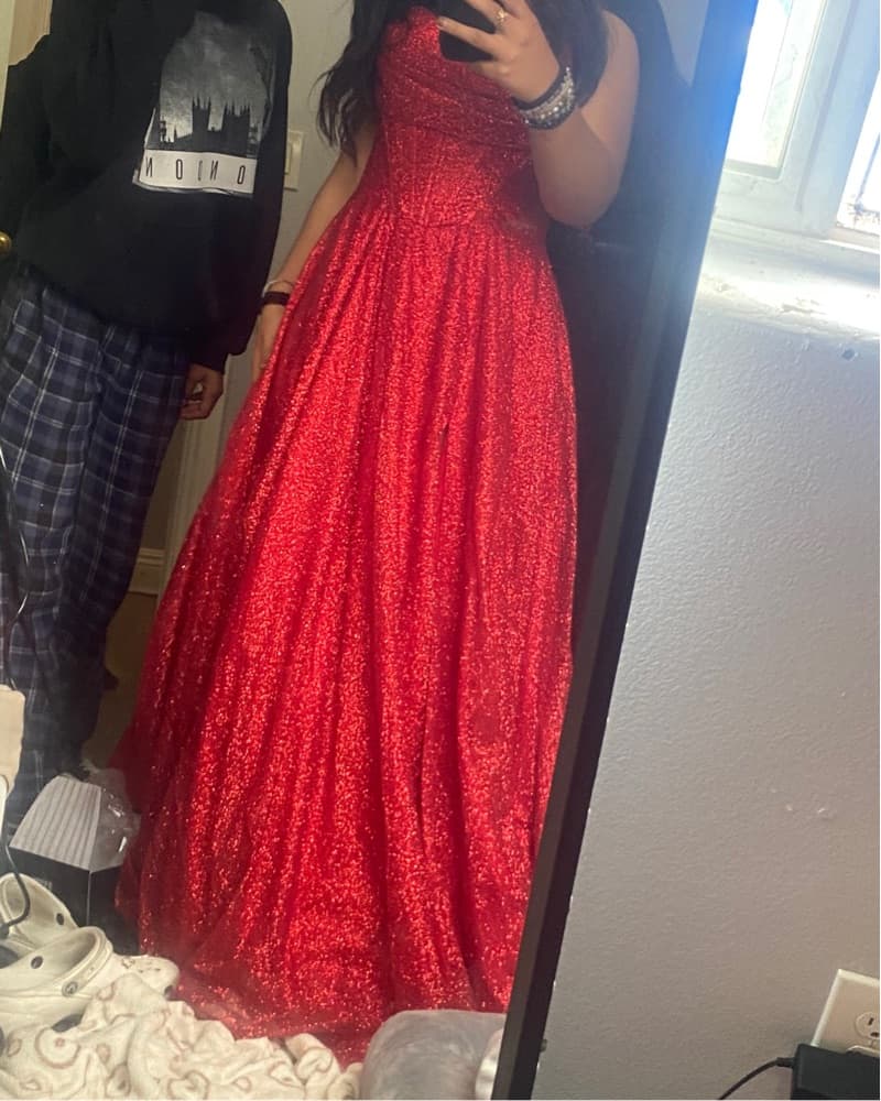 Giltery Red Dress - Image 4