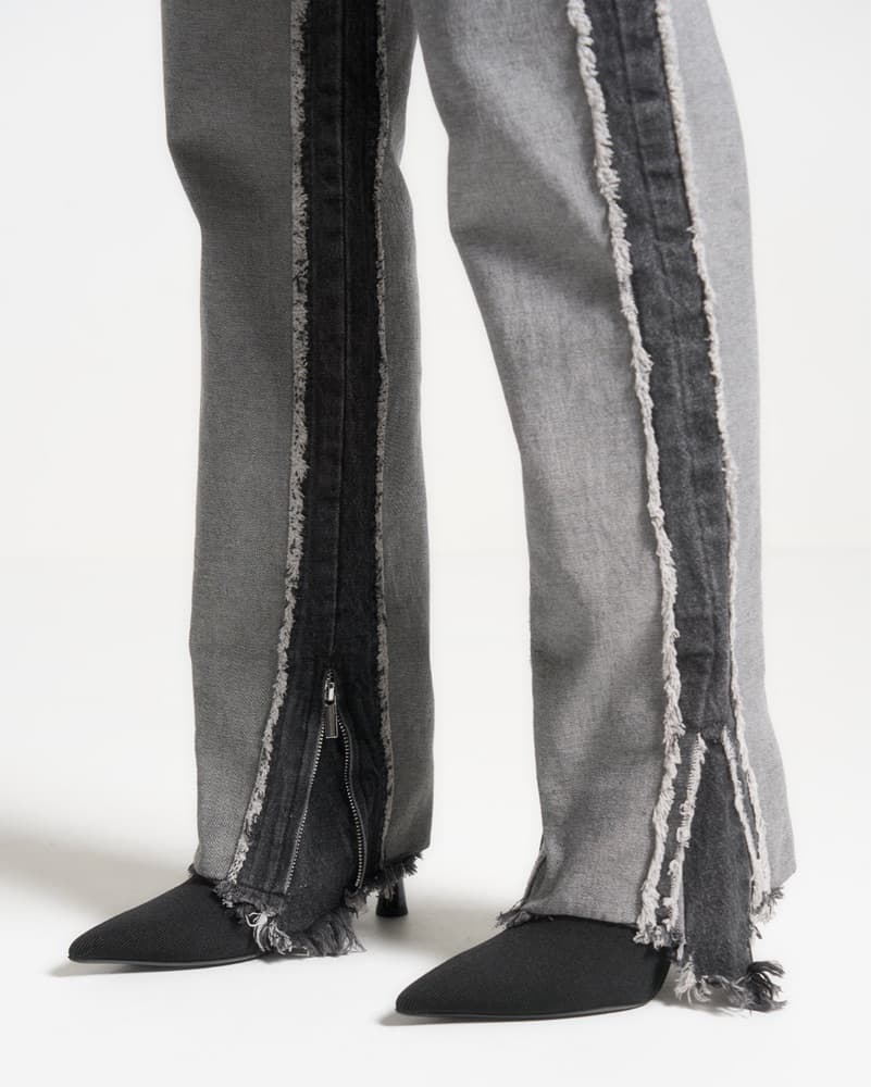 Edgy Distressed Gray Jeans - Image 2