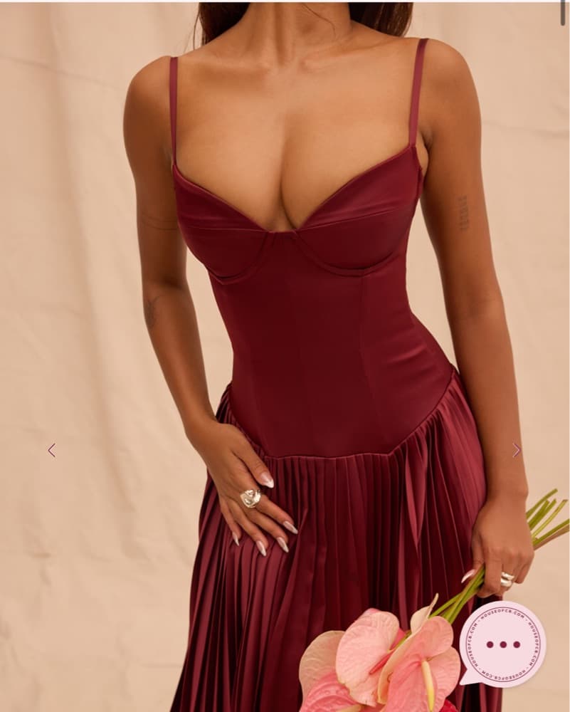 House Of CB Beau Wine Corset Dress  - Image 4