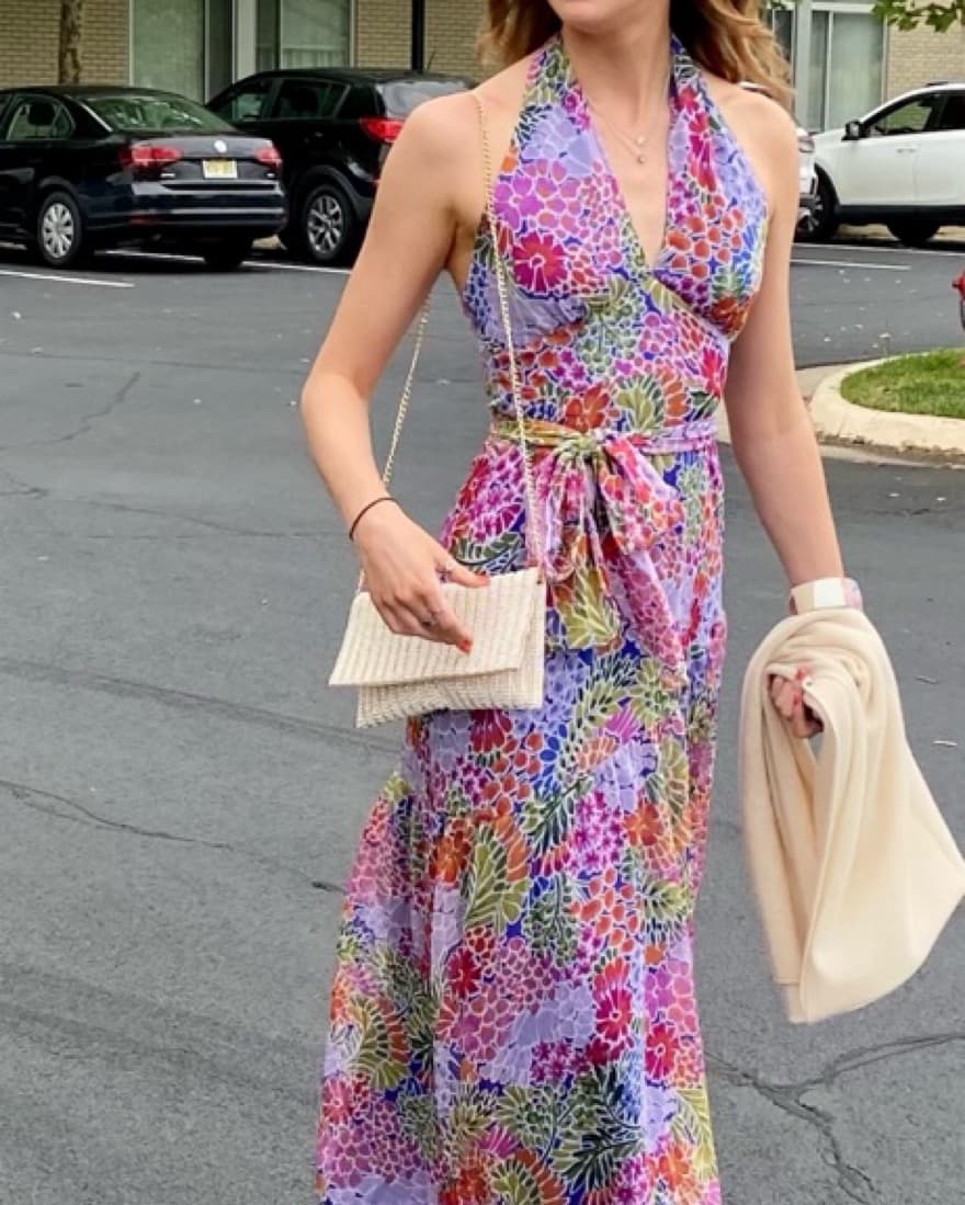 Vibrant Floral Halter Maxi Dress - Image 2