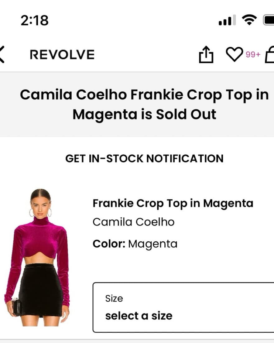 Camila Coelho Magenta Velvet Crop Top - Image 1