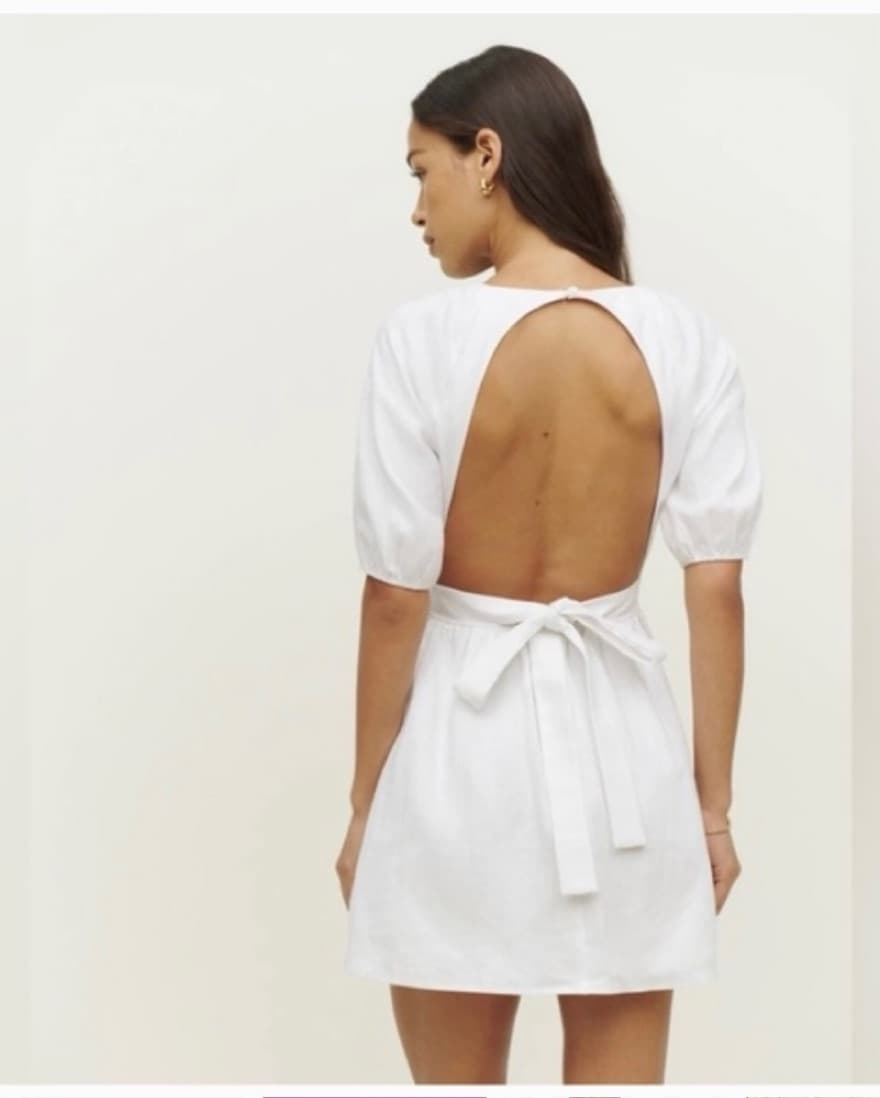 Reformation White Backless Dress - Image 3
