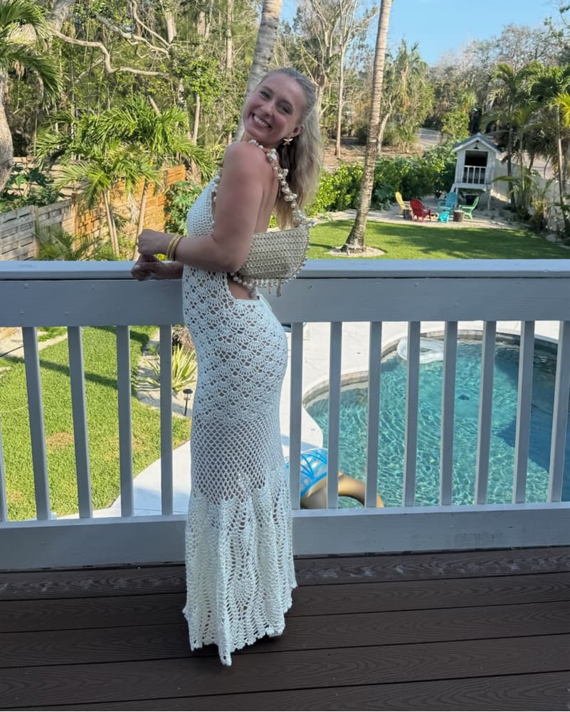 Crochet Maxi Dress In White/Cream  - Image 1