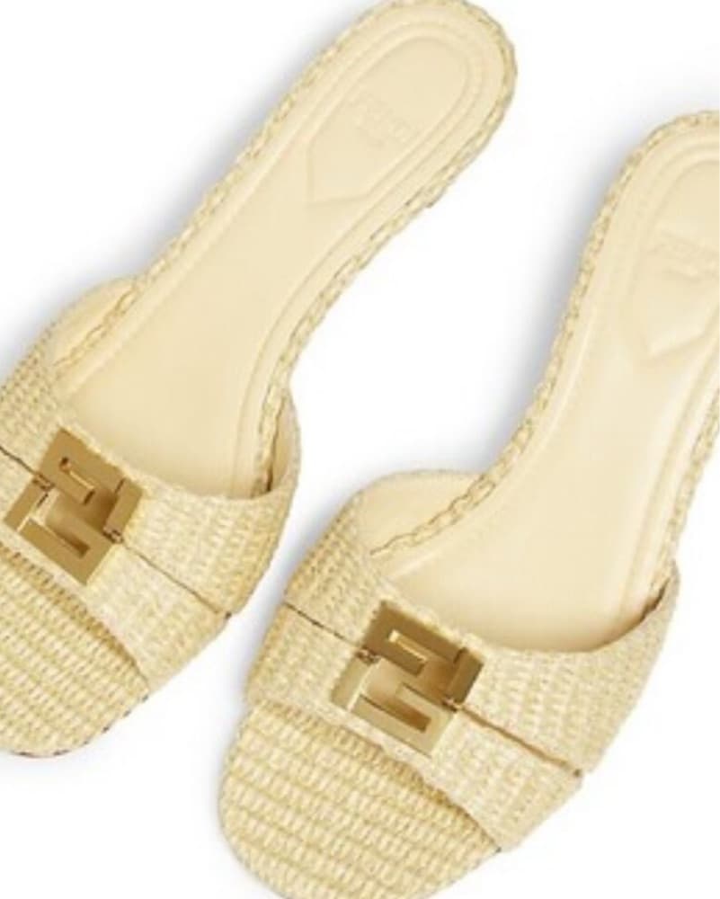 Fendi Fold 55 Raffia Mules - Image 1