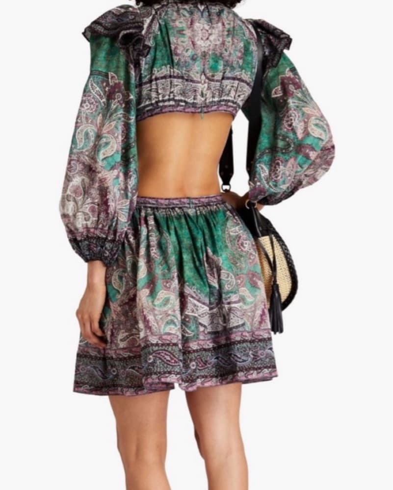 ZIMMERMANN ANNEKE RUFFLE MINI DRESS TEAL - Image 2