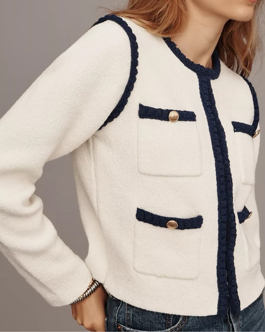 Collarless Knit Jacket - Image 2
