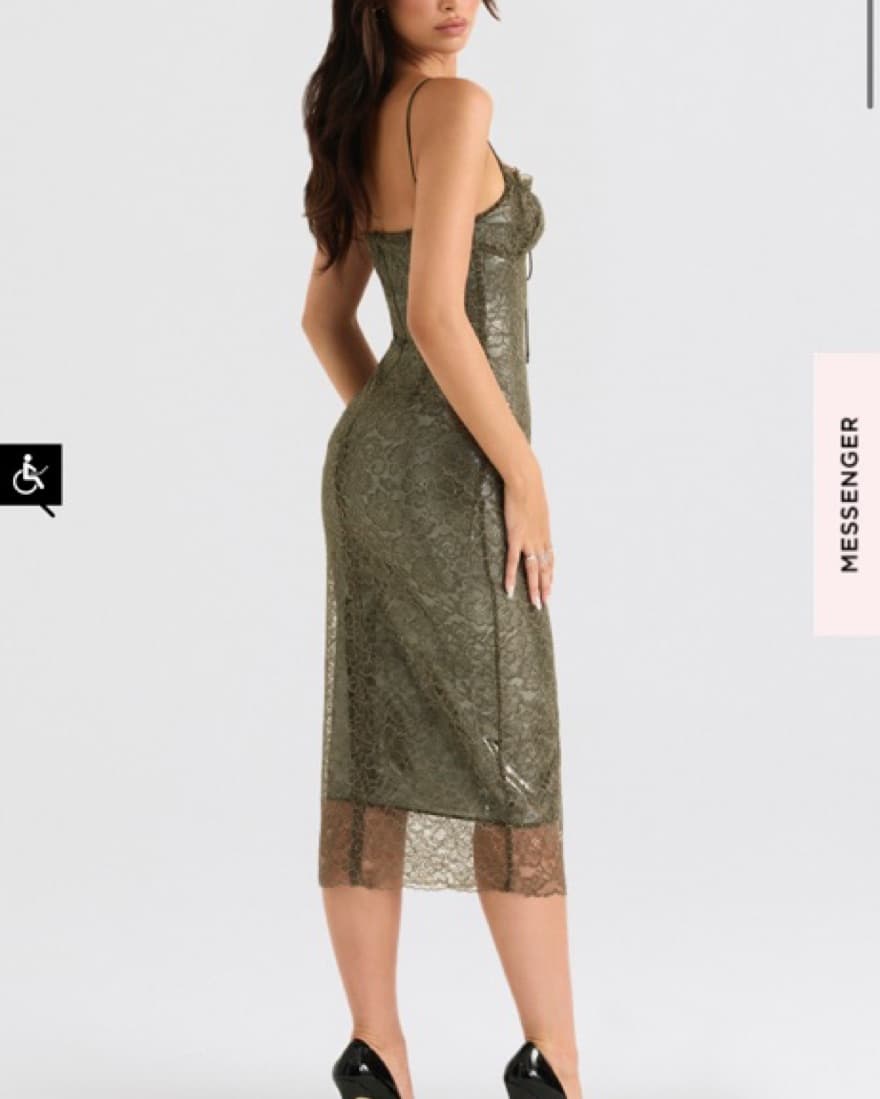 Houseofcb Olive Lace Midi Dress - Image 4