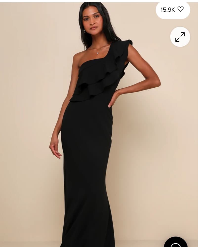 Lulus One Shoulder Black Gown - Image 1