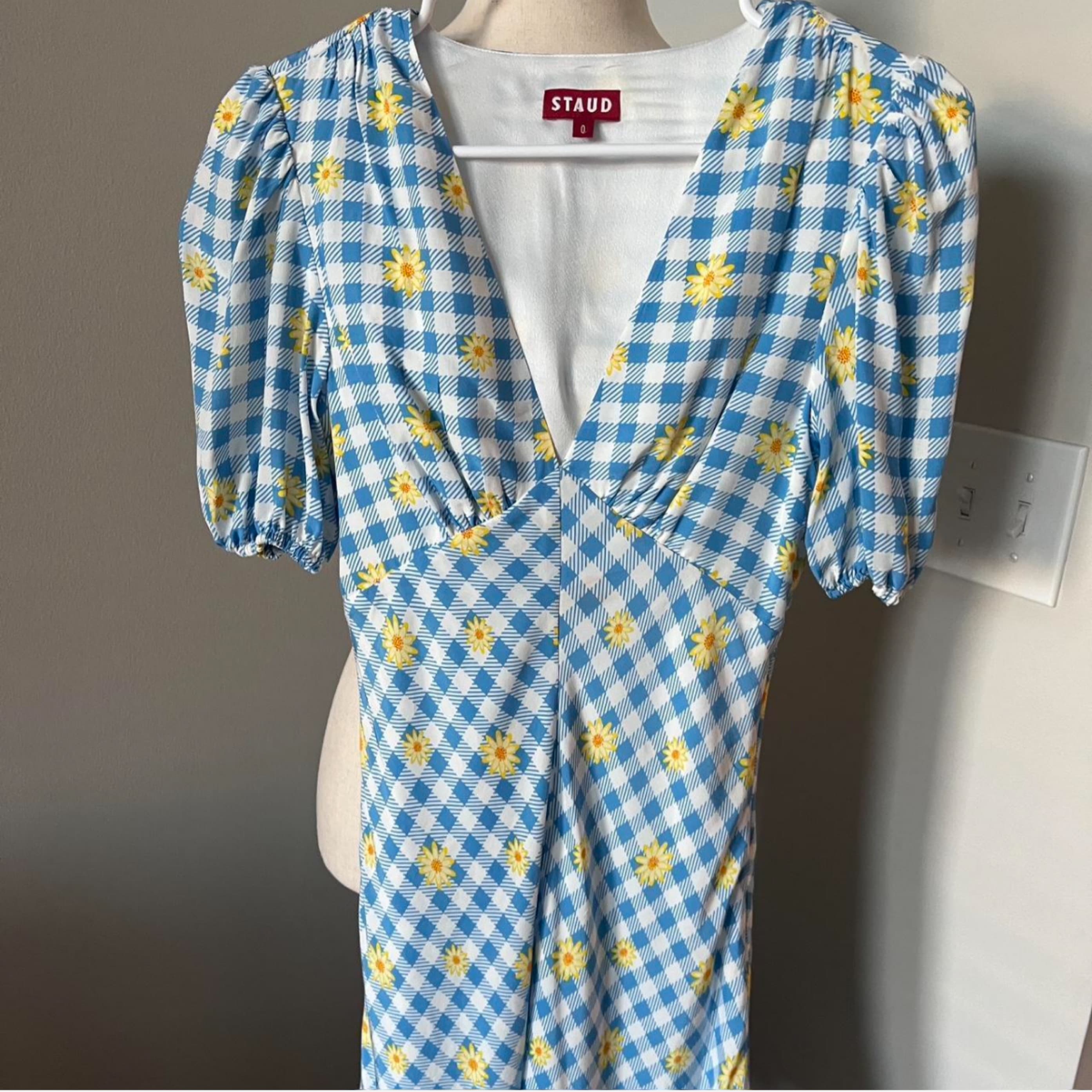 Staud Milla Gingham Daisy Mini Dress - Image 3