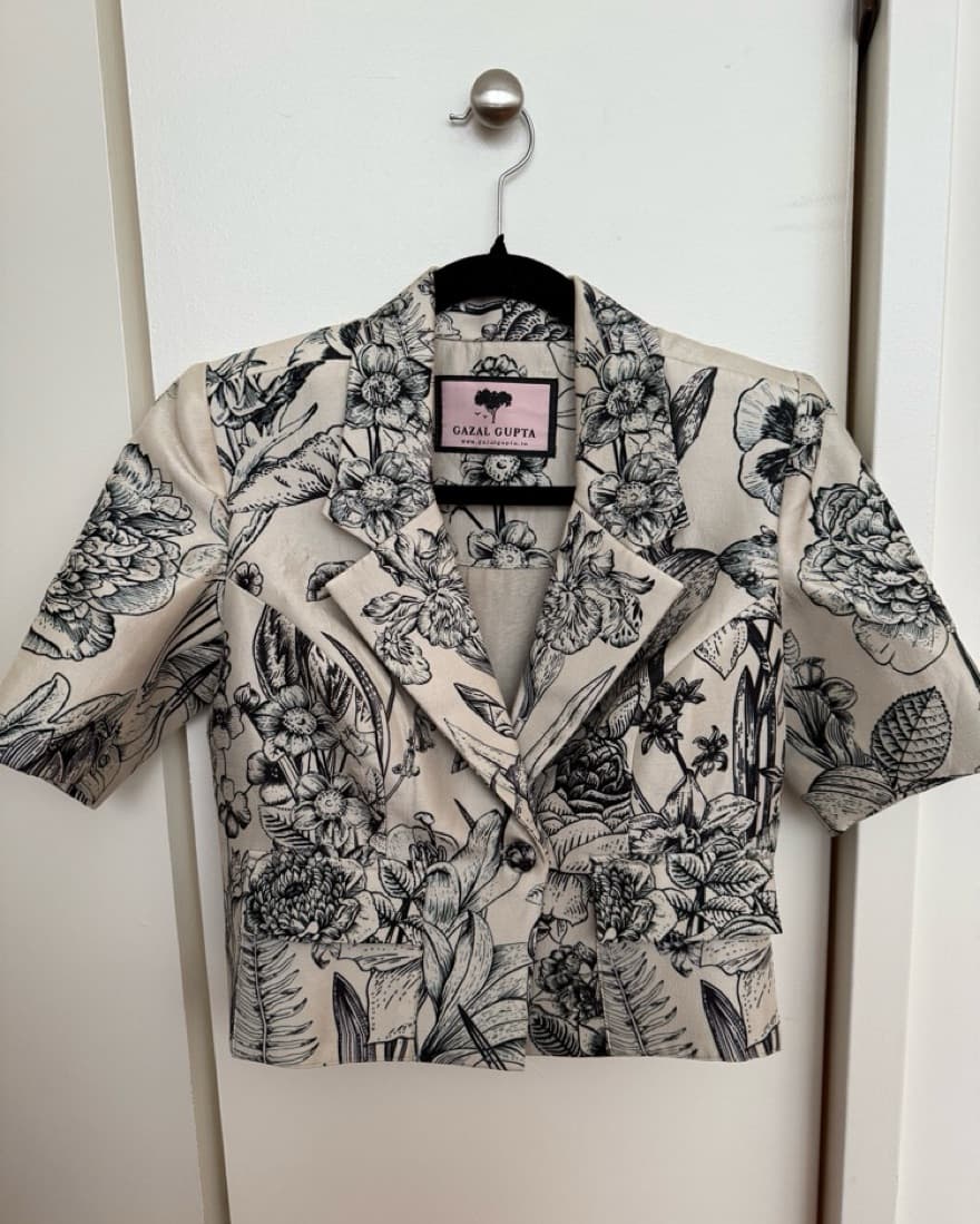 Printed Silk crop Blazer  - Image 1