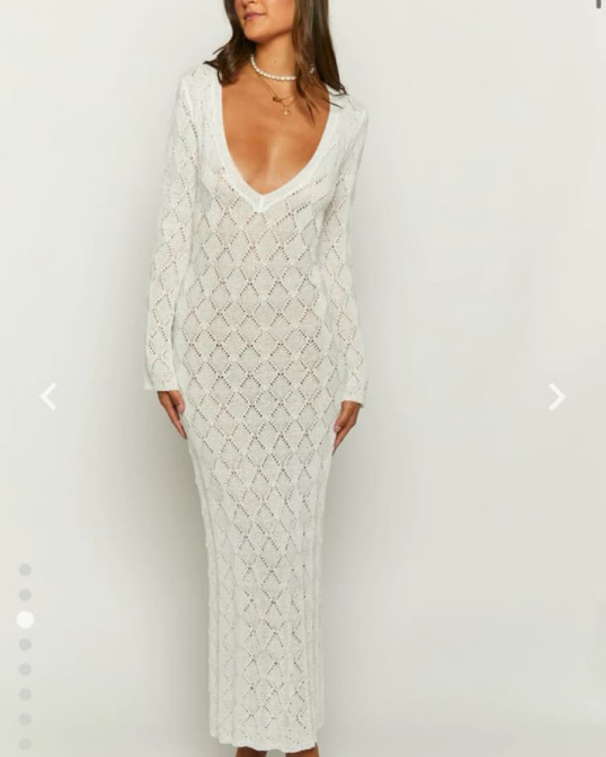 Drea White Backless Knit Maxi  - Image 3