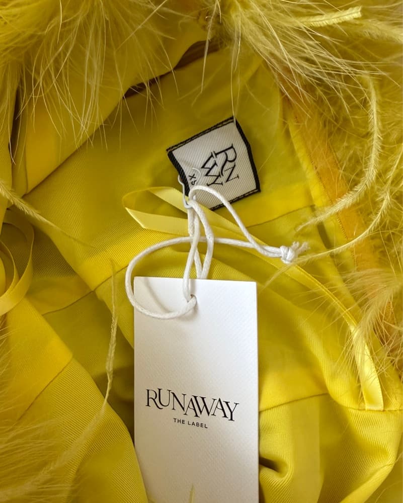 Chartreuse Feather Mini Dress - Image 5