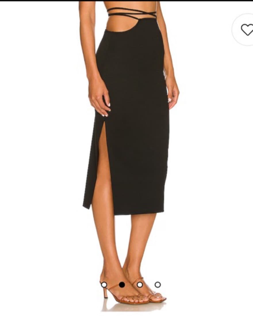 Strappy Black Knit Midi Skirt  - Image 3