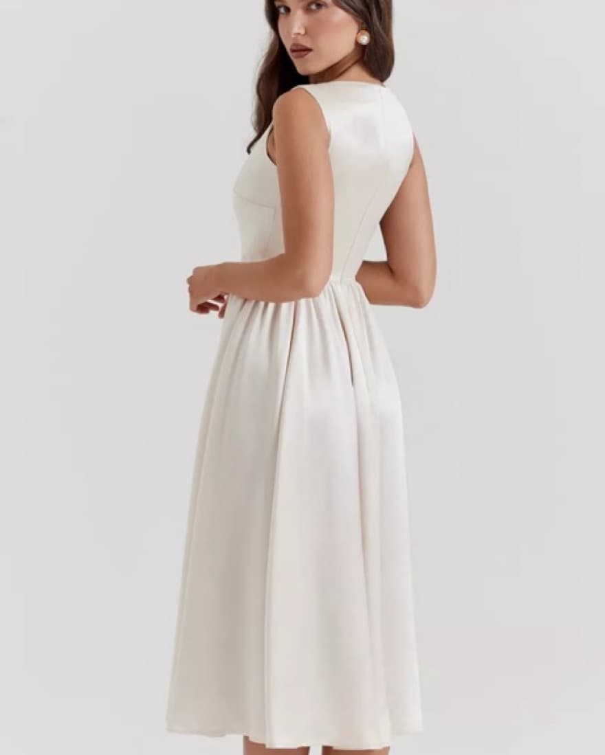 House Of CB Shayla Cream Midi Dress S - Image 3