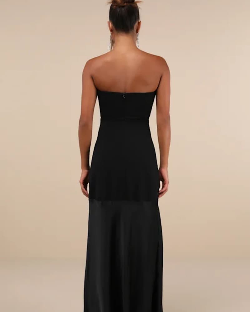 Black Lulus  Strapless A-line Maxi Dress - Image 4