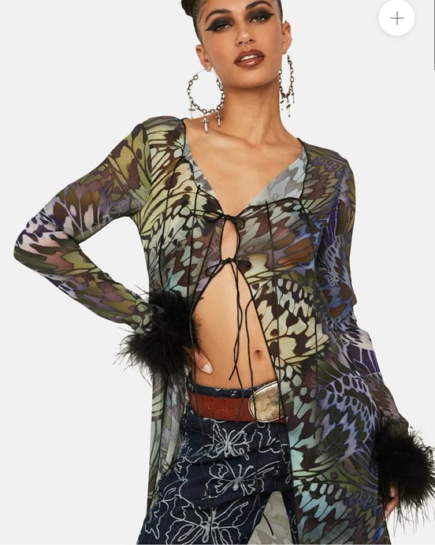 Lace-up Butterfly Duster Chiffron - Image 2