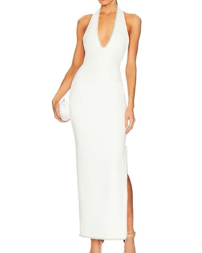Khanums Khilan Pearl Maxi Dress in White - Image 1