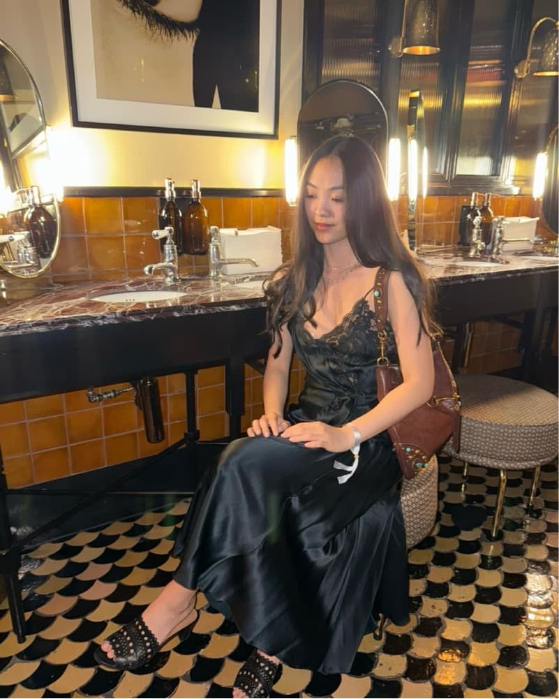 Vintage Silk Black Dress - Image 3