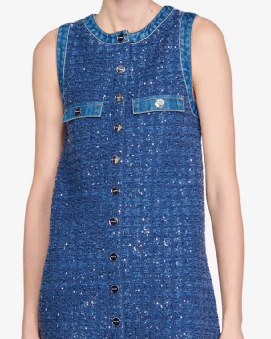 Sandro Denim- Trim Tweed Mini Dress  - Image 1