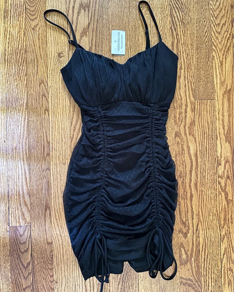 Elegant Black Ruched Dress - Image 1