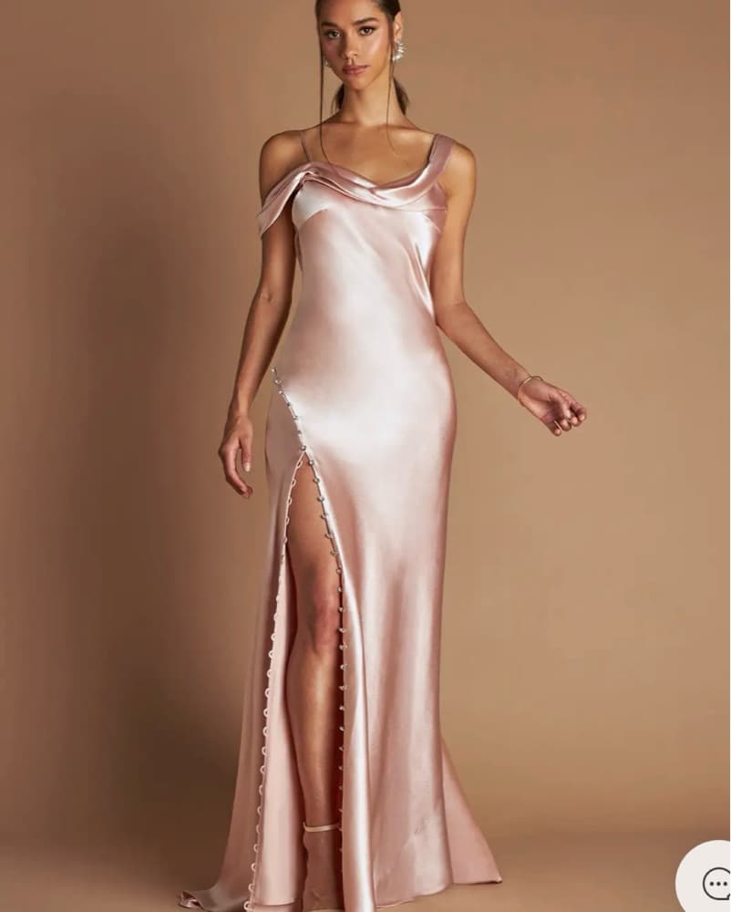 Azazie Belle Blush Pink Dress - Image 1