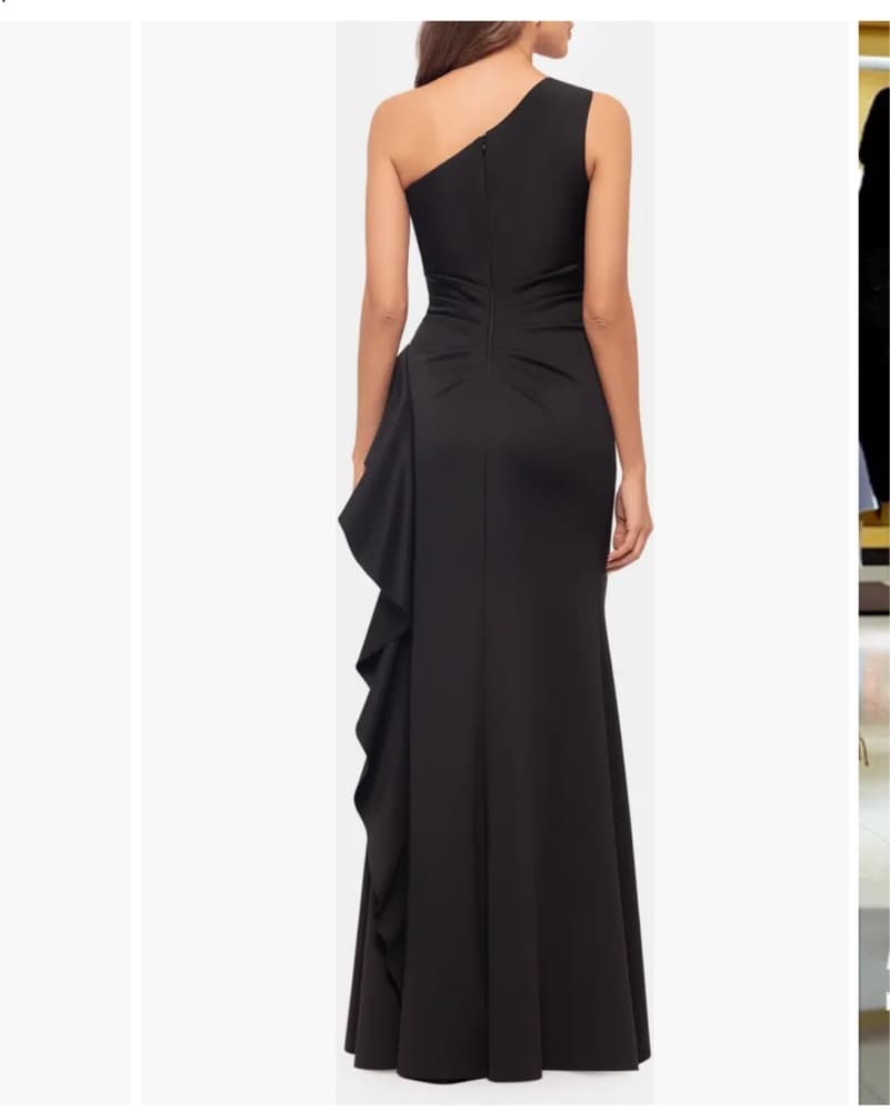 One Shoulder Black Evening Gown - Image 3