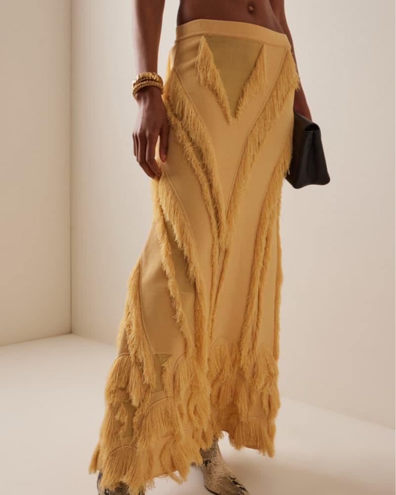Ulla Johnson Yellow Fringe Skirt Top Set - Image 2
