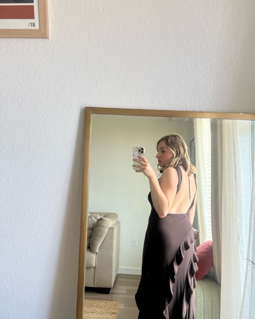 Brown Formal Dress With Leg Slit  - Image 5