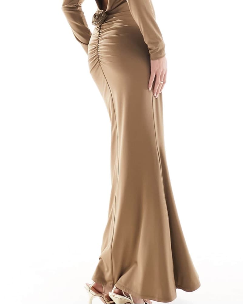 Backless Long Sleeve Maxi Dress - Image 5