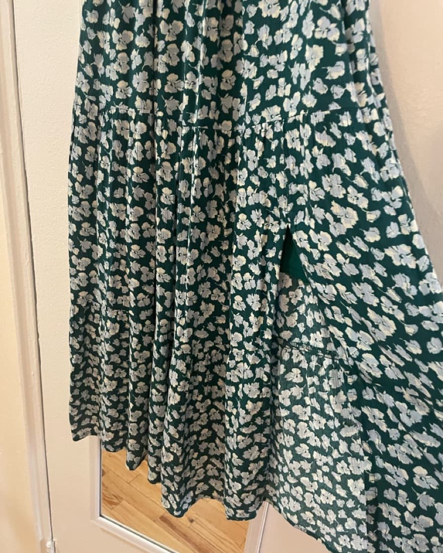Floral Blue/Green Smocked Midi Dress - Image 3