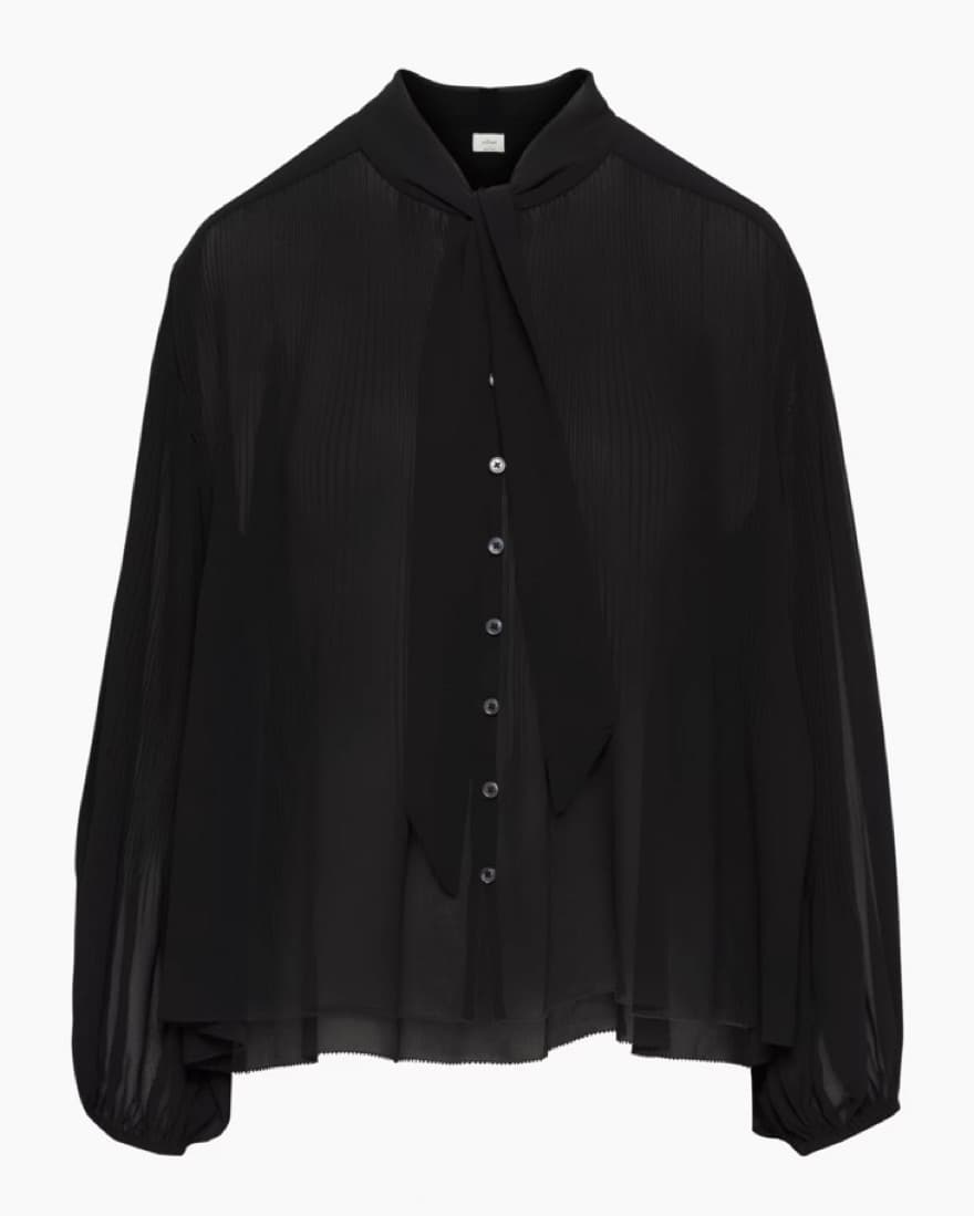 Wilfred Sheer Neck Tie Black Blouse  - Image 2