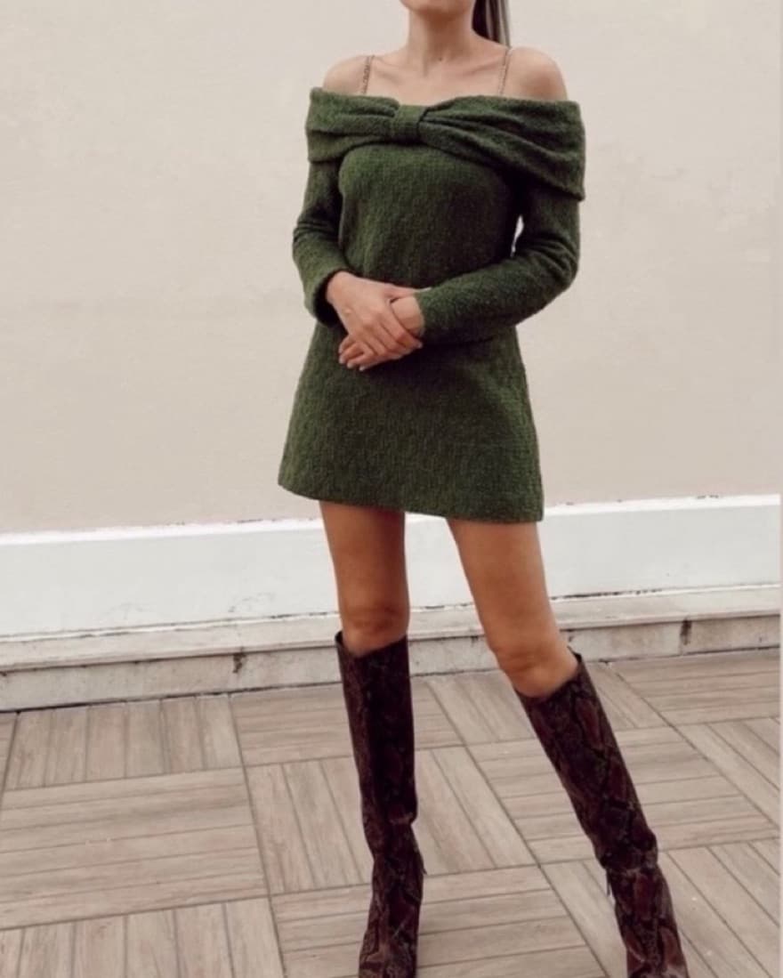 Bow Sweater Dress - Image 1