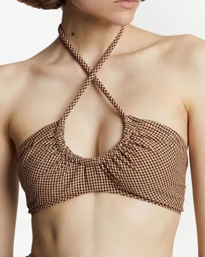 Proenza Gingham Halter Crop Top - Image 1
