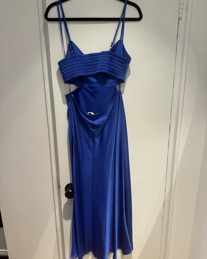 ALC Blue Silk Evening Dress - Image 4