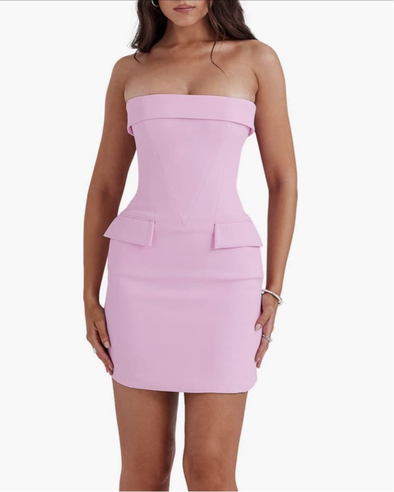 House of CB Strapless Pink Minidress - Image 2