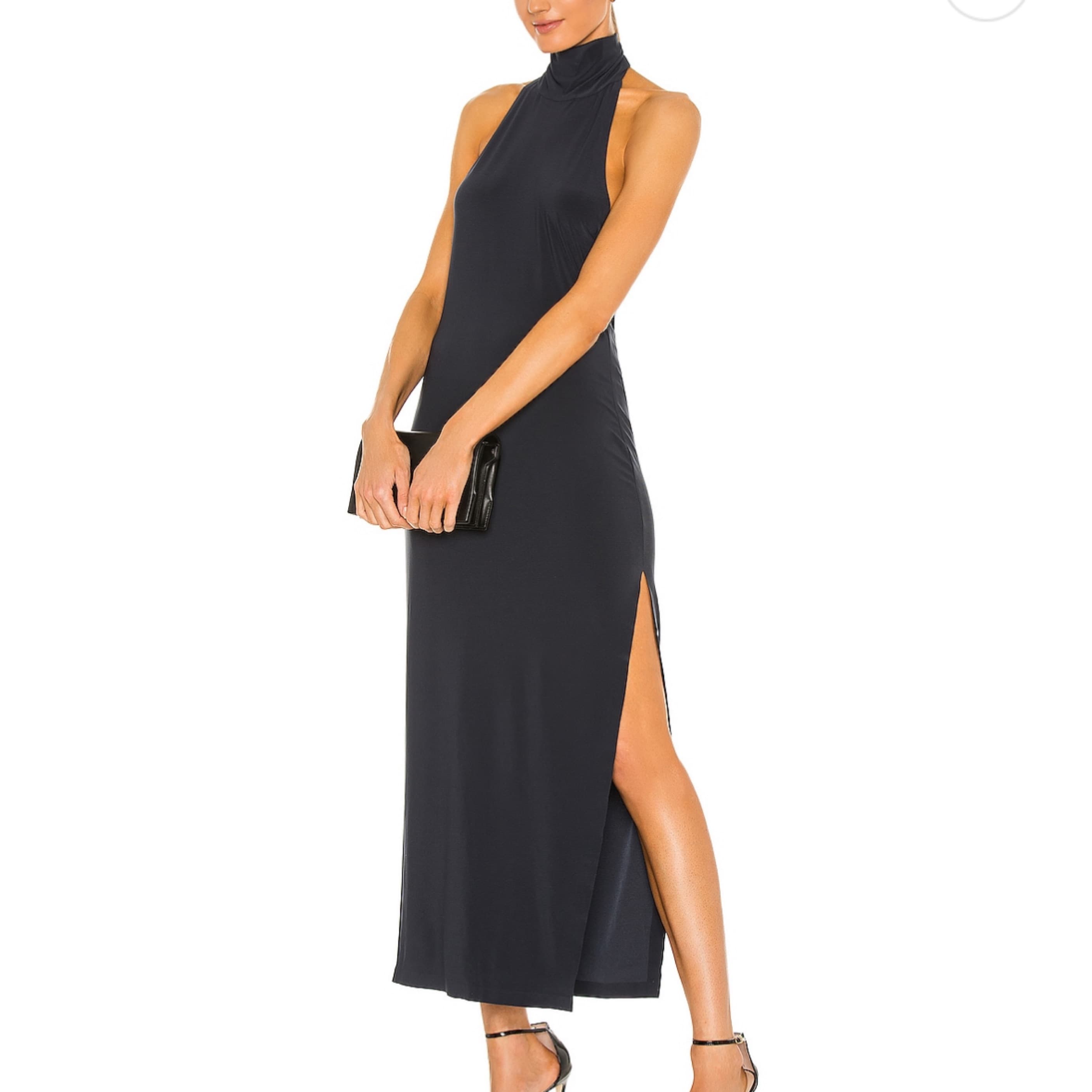 Norma Kamali Halter Side Slit Gown - Image 2