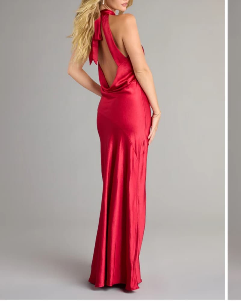 Red Satin Windsor Maxi Dress - Image 4
