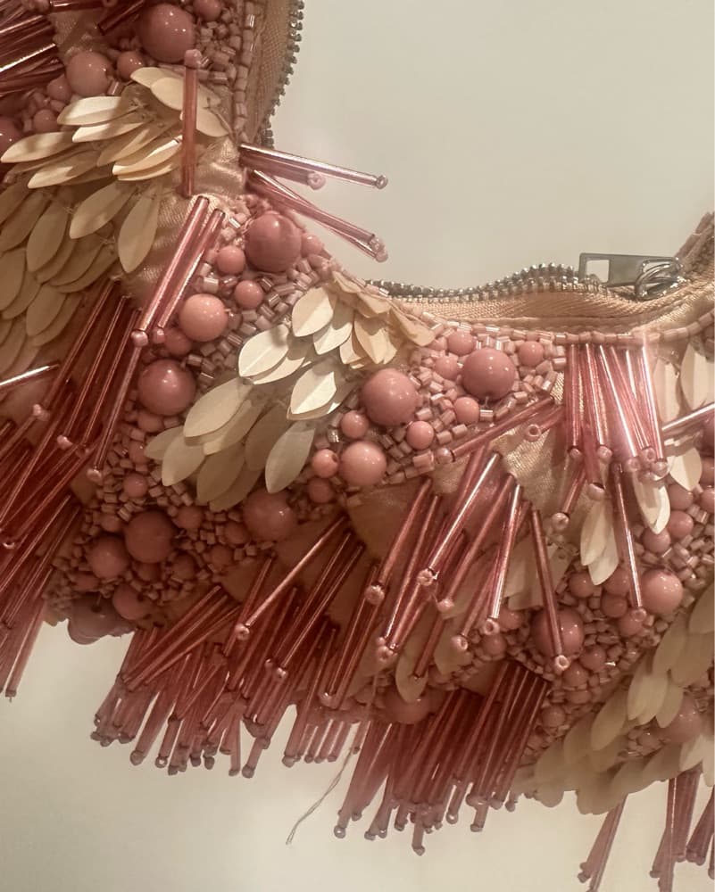 Pink Rosey Beaded Bag - Image 3