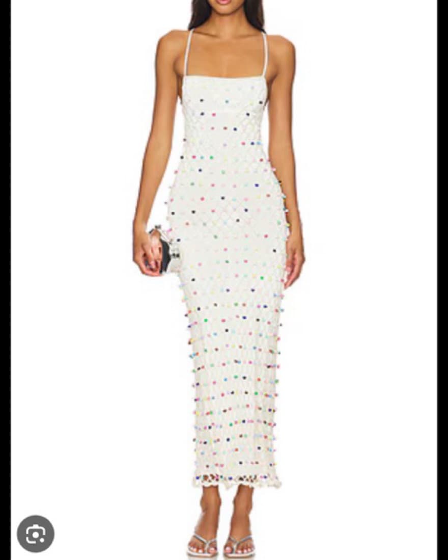 Beaded Crochet Backless Dress - Image 4
