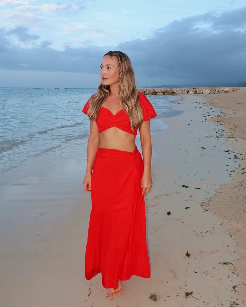 Vibrant Red Maxi Dress Set - Image 3