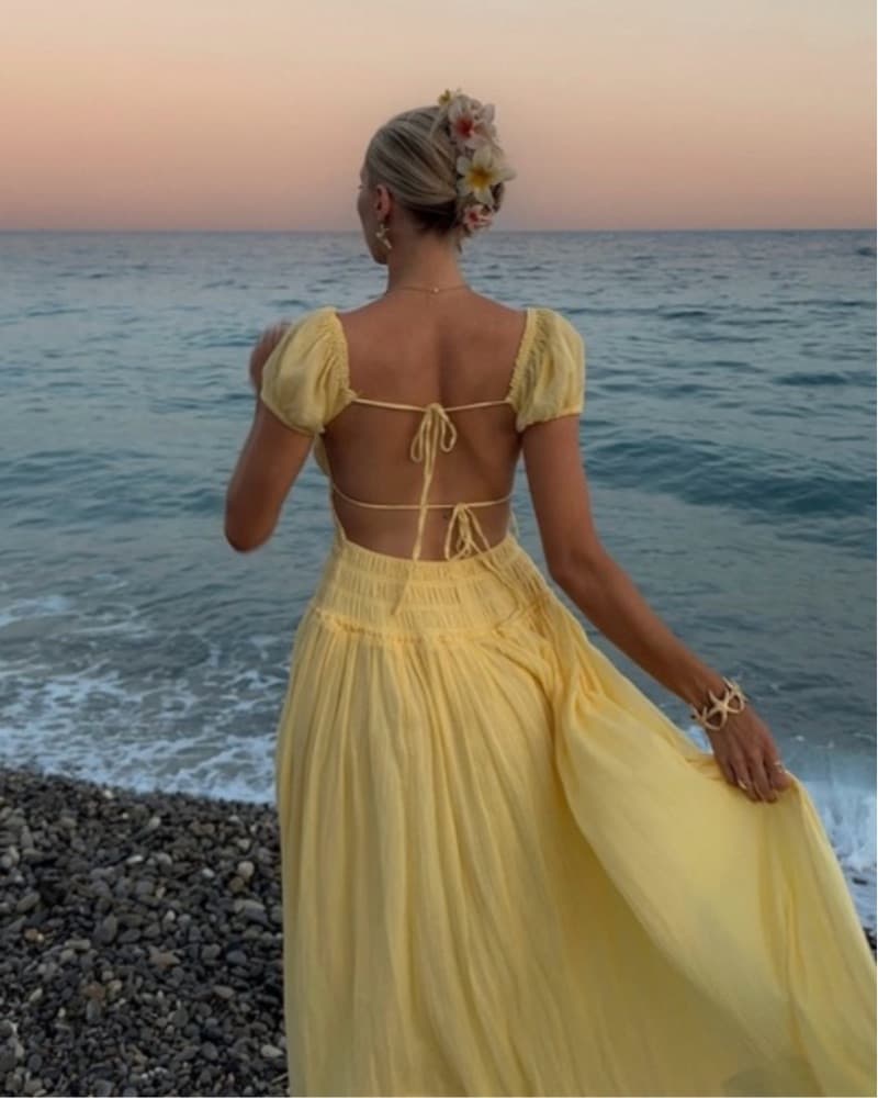 Free People Yellow Backless Dress - Image 2