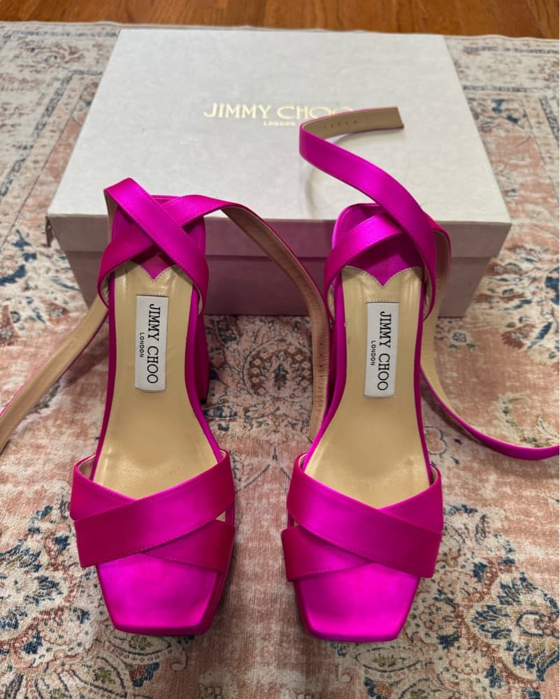 Jimmy Choo Gaia Satin Platform Sandal - Image 3