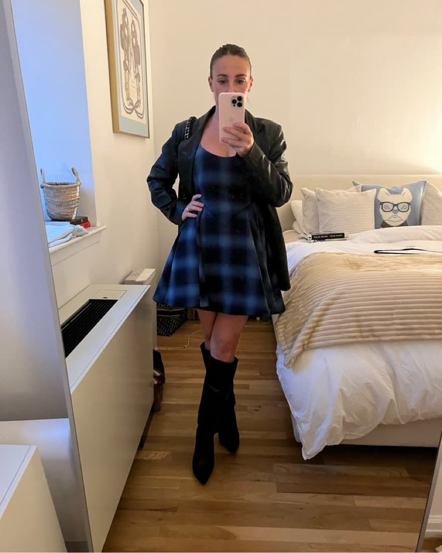 Shu Shu Tong Blue Plaid Mini Dress - Image 2
