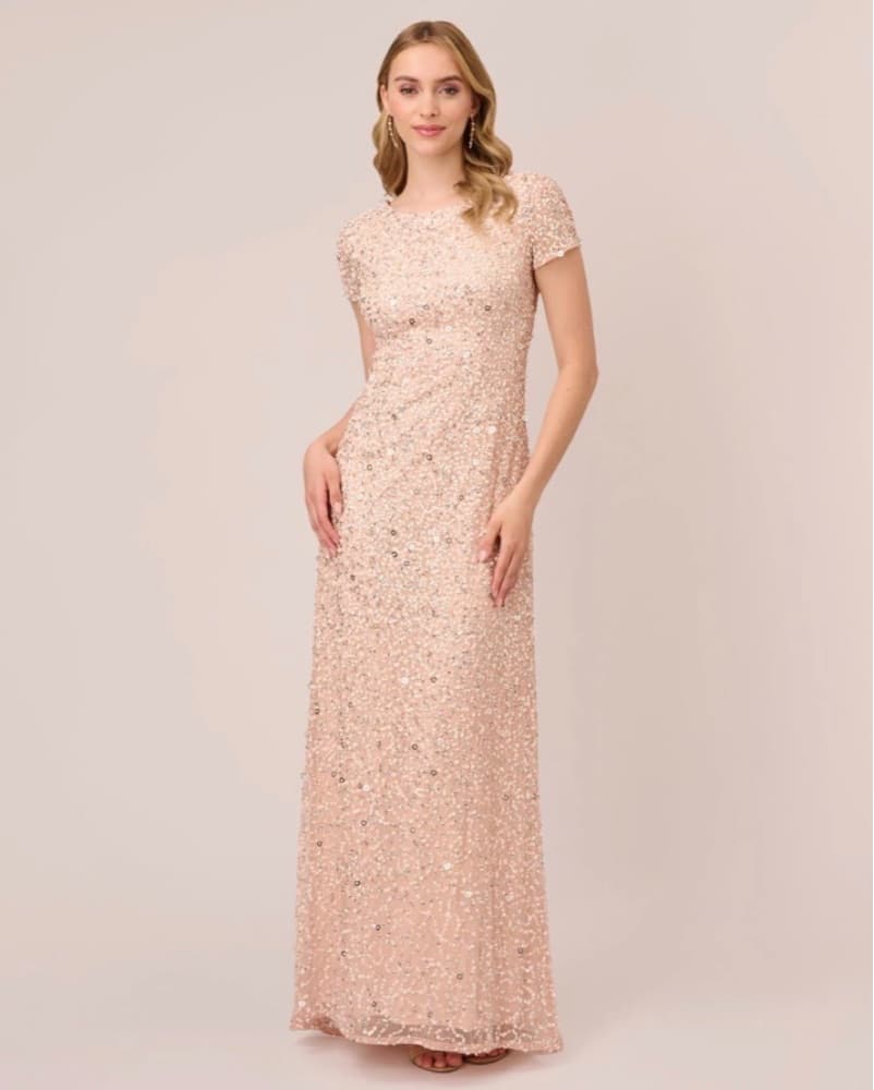 Adrianna Papell Pink Sequin Gown - Image 4