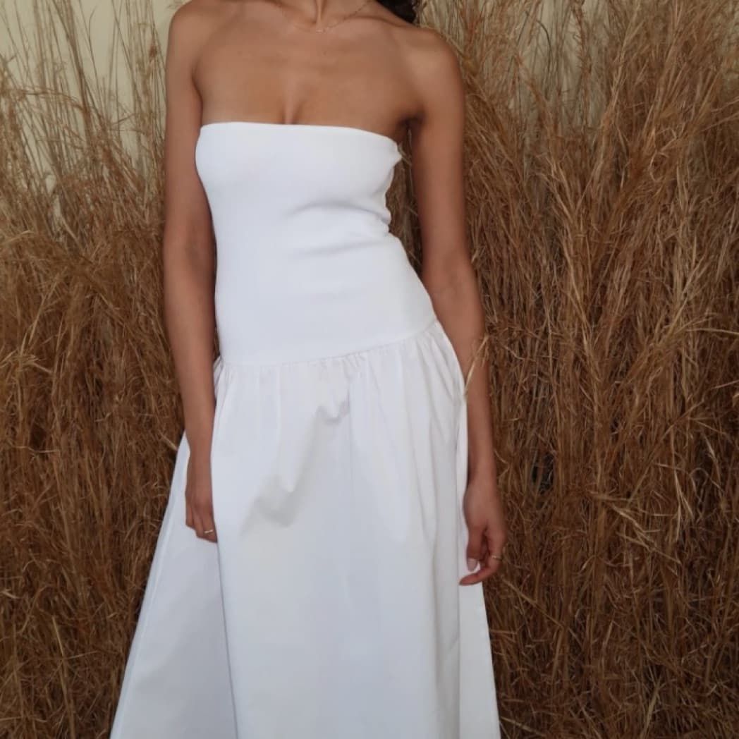 Ribbed Cotton Midi Dress  - Image 1