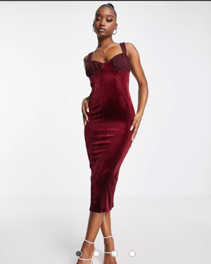 ASOS DESIGN velvet cupped midi dress - Image 1